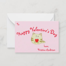 ピンクの子猫ラブバレンタインデーの名刺サイズ ノートカード