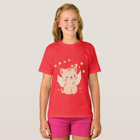 「ピンクの子猫 - かわいい猫のTシャツ」 Tシャツ (正面フル)
