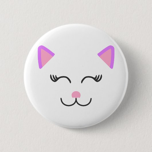 ピンクの子猫 缶バッジ (正面)