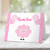 ピンクの子羊のバルーン女の子の赤ちゃんシャワーかわいい甘い サンキューカード