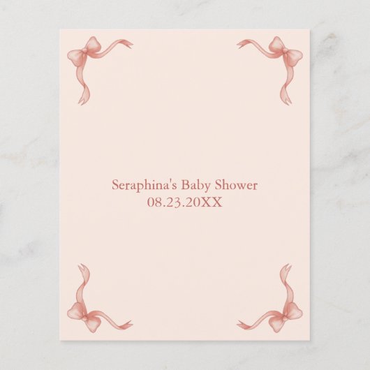 ピンクの子羊の赤ちゃんシャワー予測とアドバイス (裏面)