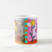 ピンクの子馬の黄色の子馬の幸せなマグ コーヒーマグカップ (中央)