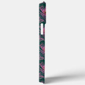 ピンクの孔雀の羽とモノグラムの深いグリーン Case-Mate iPhoneケース (裏面 / 右)