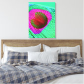 ピンクの孔雀の羽 キャンバスプリント (インサイチュ (寝室))