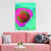 ピンクの孔雀の羽 キャンバスプリント (インサイチュ (リビング))