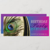ピンクの孔雀 エキゾチックな女神 パーティー招待状 招待状 (正面/裏面)