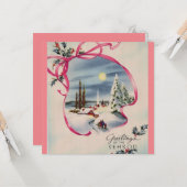 ピンクの季節のご挨拶 カード (正面/裏面インサイチュ)