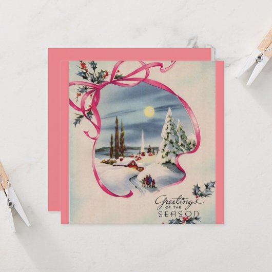 ピンクの季節のご挨拶 カード (正面/裏面インサイチュ)