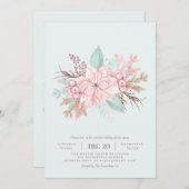 ピンクの季節はここに ミントのホリデーディナー招待状 招待状 (正面/裏面)