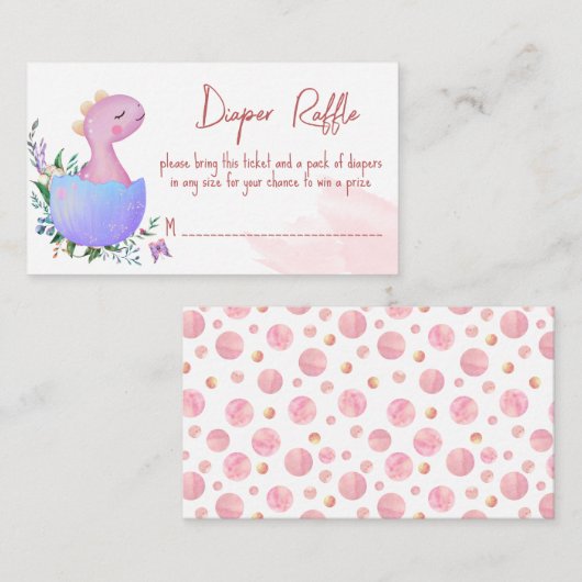 ピンクの孵化をすぐに赤ちゃんシャワーおむつラッフル エンクロージャーカード (正面/裏面)