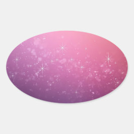 ピンクの宇宙の星 楕円形シール