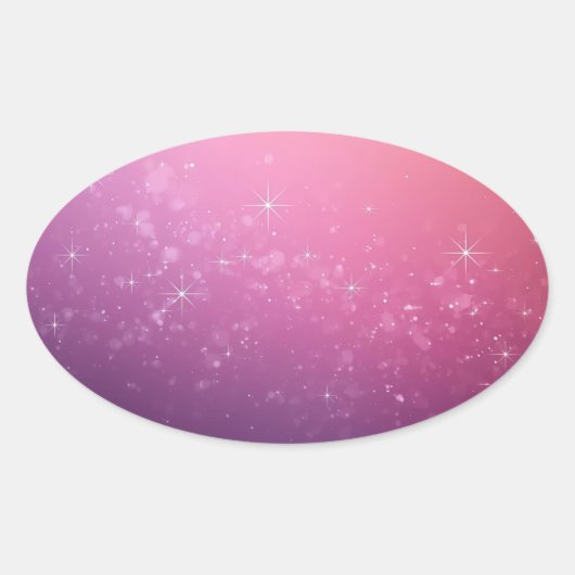 ピンクの宇宙の星 楕円形シール (正面)