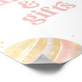 ピンクの宇宙ガール誕生日カードとギフト ポスター (角)