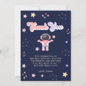 ピンクの宇宙スターズ宇宙飛行士誕生日サンキューカード サンキューカード (正面)