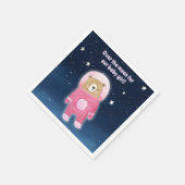 ピンクの宇宙ベアオンザムーンブルースターリースカイ スタンダードカクテルナプキン (角)