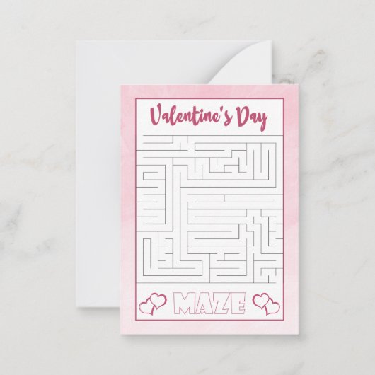 ピンクの宇宙ロボット予算の教室バレンタインデー ノートカード (裏面)