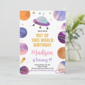 ピンクの宇宙 誕生日招待状 招待状 (スタンド正面)