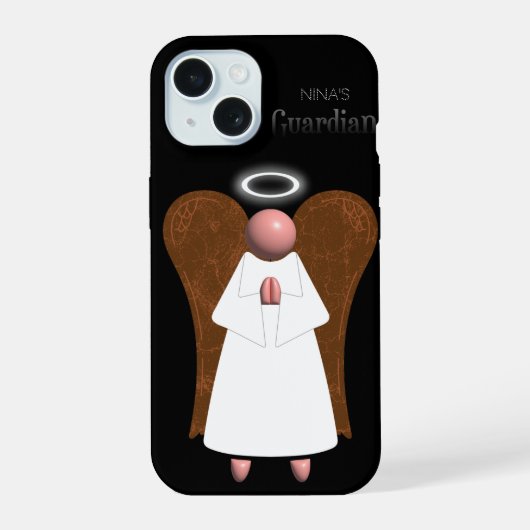 ピンクの守護天使, iPhone 15ケース (裏面)