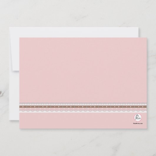 ピンクの完全さの写真の誕生の発表 案内状 (裏面)