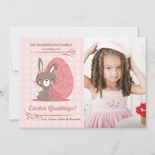 ピンクの完璧な写真イースターカード シーズンカード (正面)