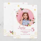 ピンクの完璧な写真誕生日招待状 招待状 (正面/裏面)