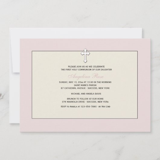 ピンクの宗教的な招待状 招待状 (正面)