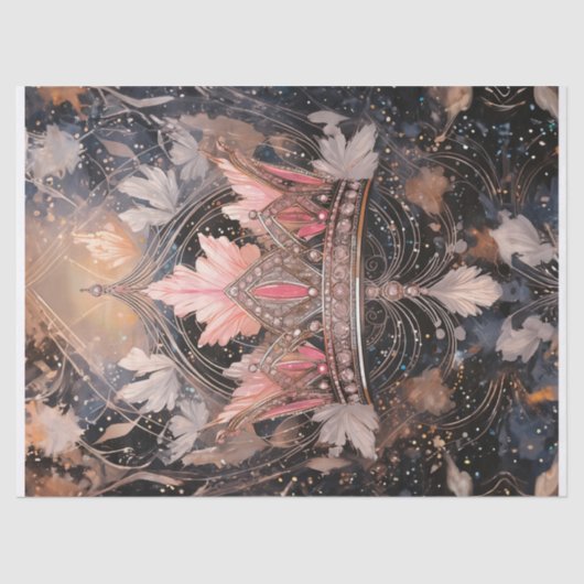 ピンクの宝石きらきら光る付き王冠を持って来る 薄葉紙 (正面)