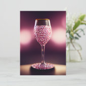 ピンクの宝石でいっぱいのワイングラス サンキューカード (スタンド正面)