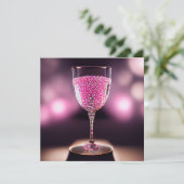 ピンクの宝石で満たされたワイングラス 招待状 (スタンド正面)