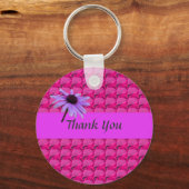 ピンクの宝石とデイジーの花感謝していあなた キーホルダー (正面)