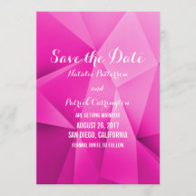 ピンクの宝石のような色の「Save the Date」招待状