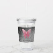 ピンクの宝石を持つ蝶 アクリルタンブラー (正面)