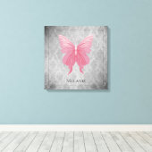 ピンクの宝石を持つ蝶 キャンバスプリント (インサイチュ (ウッドフロア))