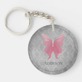 ピンクの宝石を持つ蝶 キーホルダー (正面)