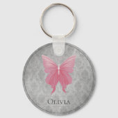 ピンクの宝石を持つ蝶 キーホルダー (正面)