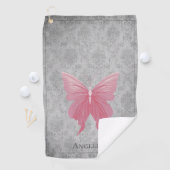 ピンクの宝石を持つ蝶 ゴルフタオル (インサイチュ)