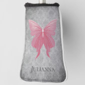 ピンクの宝石を持つ蝶 ゴルフヘッドカバー (回転90)