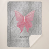 ピンクの宝石を持つ蝶 シェルパブランケット (正面)