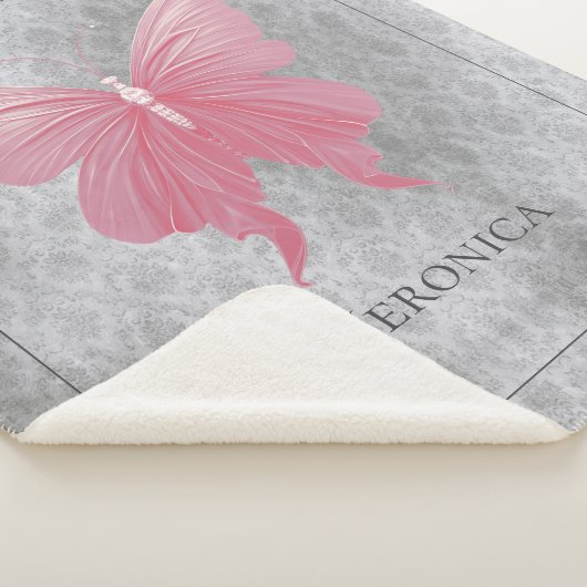 ピンクの宝石を持つ蝶 シェルパブランケット (3/4)