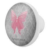 ピンクの宝石を持つ蝶 セラミックノブ (右)