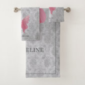 ピンクの宝石を持つ蝶 バスタオルセット (インサイチュ)