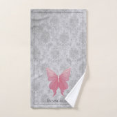 ピンクの宝石を持つ蝶 バスタオルセット (ハンドタオル)
