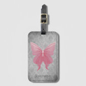 ピンクの宝石を持つ蝶 ラゲッジタグ (正面縦)