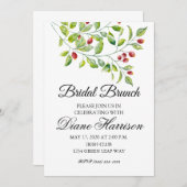 ピンクの実と緑の葉のウェディングシャワー 招待状 (正面/裏面)