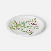 ピンクの実と緑の葉の紙皿 ペーパープレート (アングル)