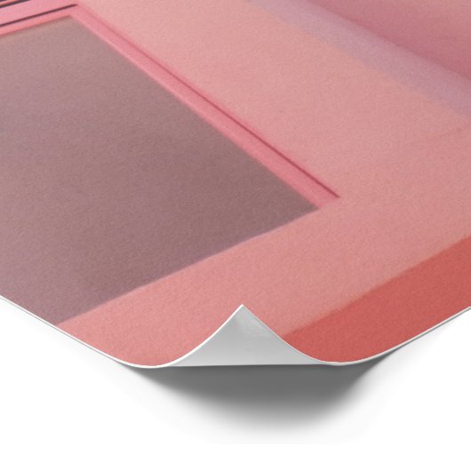 ピンクの家とヤシの木の写真 ポスター (角)