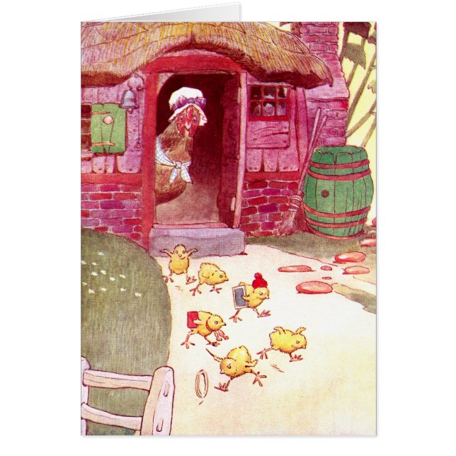 ピンクの家の監視ひよこの雌鶏 (正面)