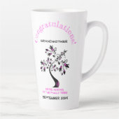 ピンクの家族の木になる祖母のお知らせ カフェラテマグ (右)