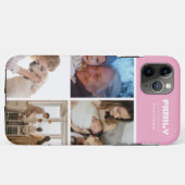 ピンクの家族写真コラージュ4枚用 Case-Mate iPhoneケース (裏面(横))
