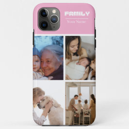 ピンクの家族写真コラージュ4枚用 iPhone 11 PRO MAXケース